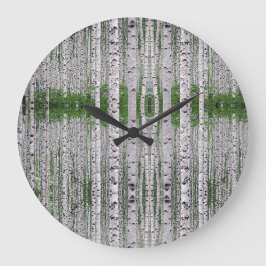 Birch Tree Forest Nature Große Wanduhr (Vorderseite)