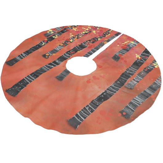 Birch Tree Forest Polyester Weihnachtsbaumdecke (Schrägansicht)