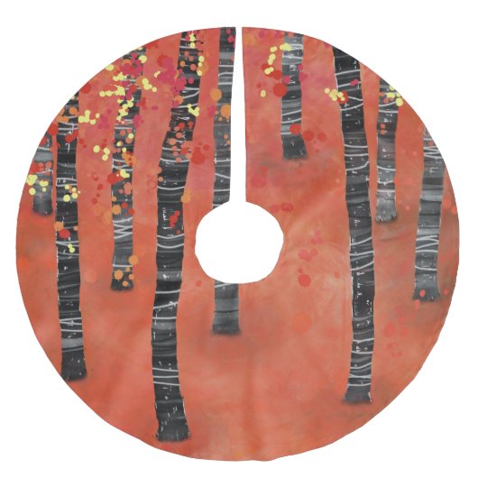 Birch Tree Forest Polyester Weihnachtsbaumdecke (Vorderseite)