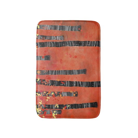 Birch Tree Forest Red Badematte (Vorderseite Vertikal)