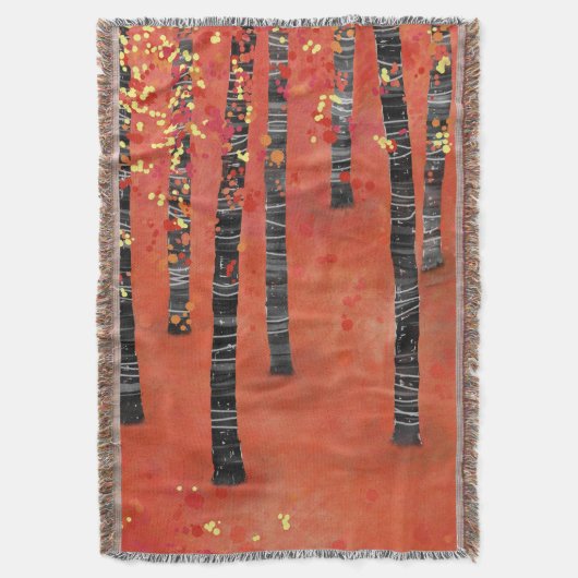 Birch Tree Forest Red Decke (Vorderseite Vertikal)