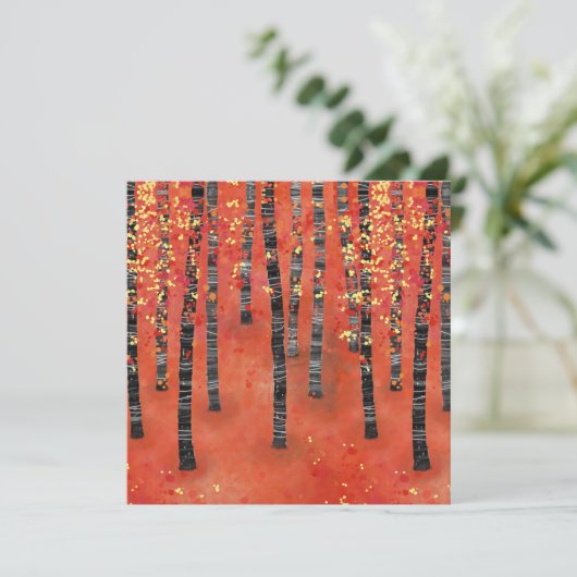 Birch Tree Forest Red Hinweiskarte (Stehend Vorderseite)