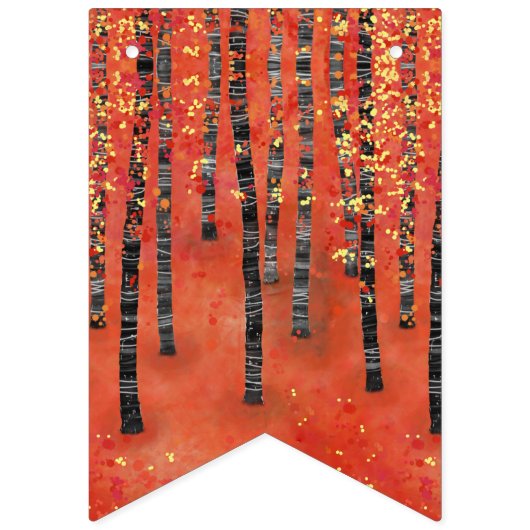 Birch Tree Forest Red Wimpelkette (Zweite Fahne)