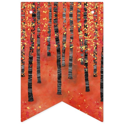 Birch Tree Forest Red Wimpelkette (Erste Fahne)