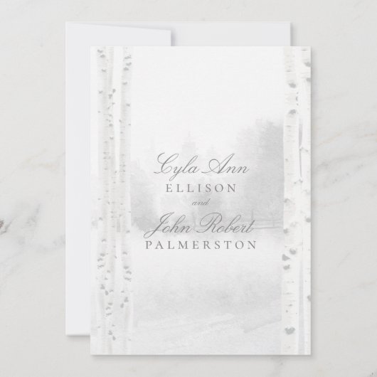 Birch Tree Forest Wedding Einladung (Rückseite)