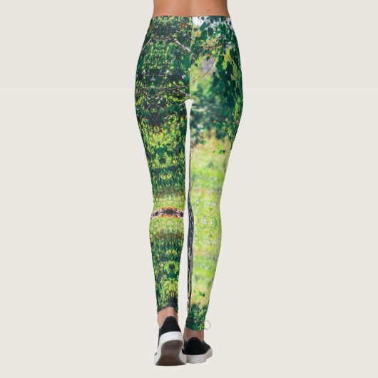 Birch Tree Green Blätter Leggings (Rückseite)