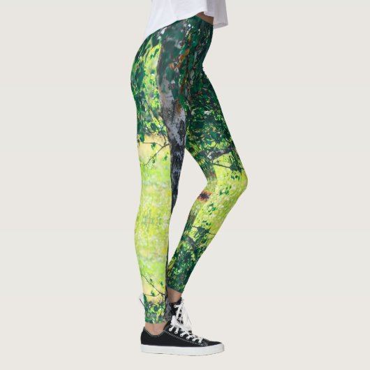 Birch Tree Green Blätter Leggings (Rechts)