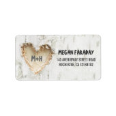 Birch Tree Heart Rustic Adressaufkleber (Vorne)