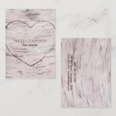 Birch Tree & Heart Rustic Natural Bridal Wedding Visitenkarte (Vorne/Hinten)