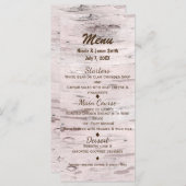 Birch Tree & Heart Rustic Wedding Menu Card Menükarte (Vorne/Hinten)