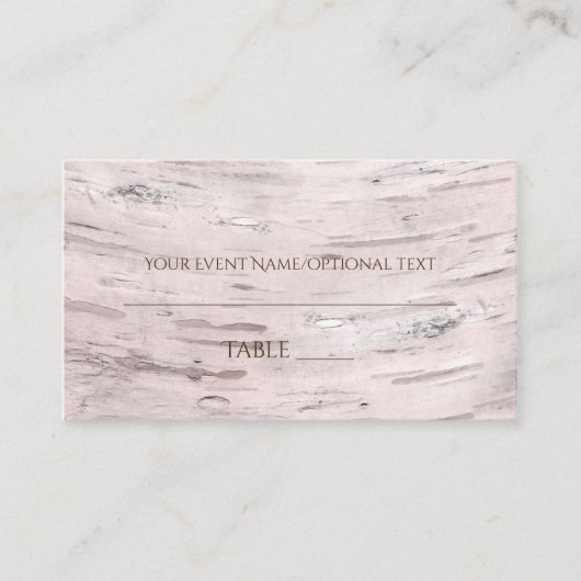 Birch Tree & Heart Rustic Wedding Table Platzkarte (Vorderseite)