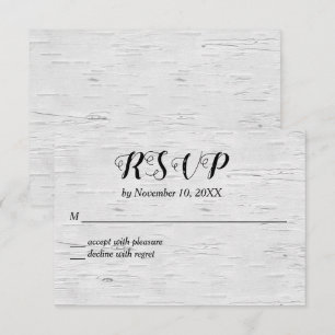 Birch Tree Heart Wedding RSVP Card Karte