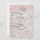 Birch Tree Herz & Pink Lights Sweet 16 Einladung (Vorderseite)
