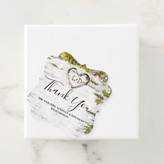 Birch Tree Herz Rustic Vielen Dank Geschenkanhänger (Beispiel)