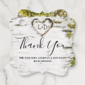 Birch Tree Herz Rustic Vielen Dank Geschenkanhänger (Vorderseite)