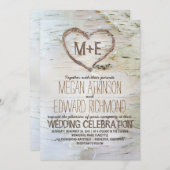 Birch Tree Herz Rustikale Hochzeit im Herbst Einladung (Vorne/Hinten)