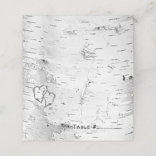 Birch Tree Hochzeit Stehende Escort oder Platzkart Platzkarte (Außenseite Aufgefaltet)