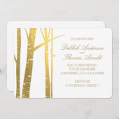 Birch Tree Imitats Gold Foil Wedding Einladung (Vorne/Hinten)