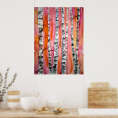 birch tree landscape abstract art print posters poster (Küche)