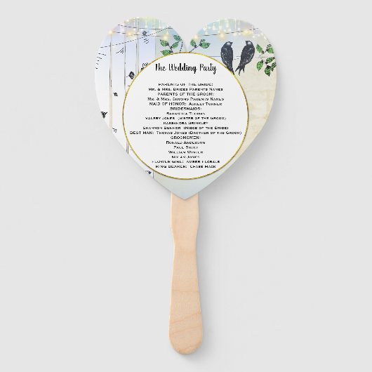 Birch Tree Love Bird Forest Boho Hochzeitsprogramm Fächer (Rückseite)