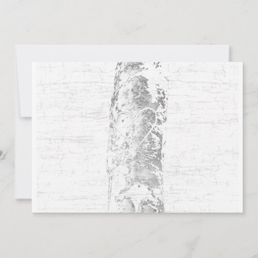 Birch Tree mit Carved Heart Inititials Einladung (Rückseite)