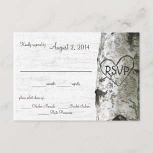 Birch Tree mit Carved Heart UAWG RSVP Karte