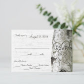Birch Tree mit Carved Heart UAWG RSVP Karte (Stehend Vorderseite)