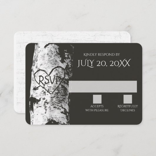 Birch Tree mit Carved Heart UAWG RSVP Karte (Vorne/Hinten)