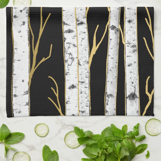 Birch Tree Modern Forest Nature Geschirrtuch (Gefaltet)