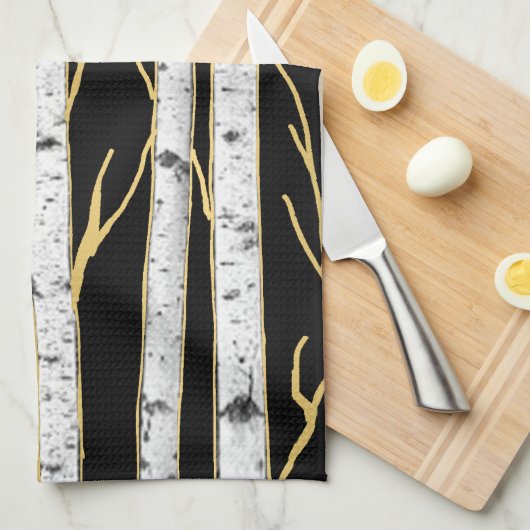 Birch Tree Modern Forest Nature Geschirrtuch (Viertel Falte)