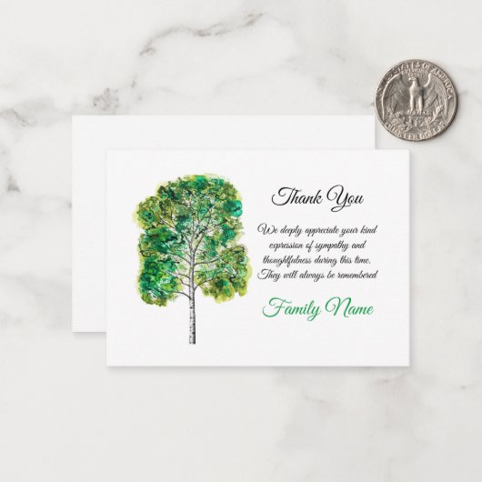 Birch Tree Nature After Funeral Danke Karten (Vorderseite/Rückseite Beispiel)