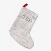 Birch Tree Natürlicher WeihnachtsNAME Rustikaler U Kleiner Weihnachtsstrumpf (Vorderansicht (hängend))