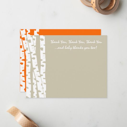 Birch Tree Note of Danke Mitteilungskarte (Vorderseite/Rückseite Beispiel)
