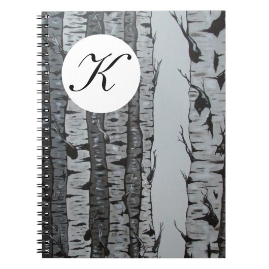 Birch-Tree-Notebook mit Personalisiertem Monogramm Notizblock (Vorderseite)