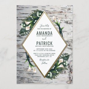 Birch Tree Rustic Calla Lily Wedding Einladungen
