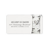 Birch Tree Rustic Carved Heart Wedding Adressaufkleber (Vorne)