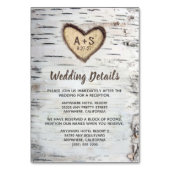 Birch Tree Rustic Country Wedding Insert Cards Tischnummer (Vorderseite)