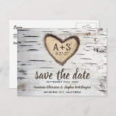 Birch Tree Rustic Country Wedding Save the Date Ankündigungspostkarte (Vorne/Hinten)