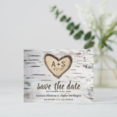 Birch Tree Rustic Country Wedding Save the Date Ankündigungspostkarte (Stehend Vorderseite)