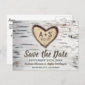 Birch Tree Rustic Country Wedding Save the Date Ankündigungspostkarte (Vorne/Hinten)