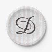 Birch Tree Rustic Nature Monogram Wedding Cake Pappteller (Vorderseite)