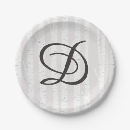 Birch Tree Rustic Nature Monogram Wedding Cake Pappteller
