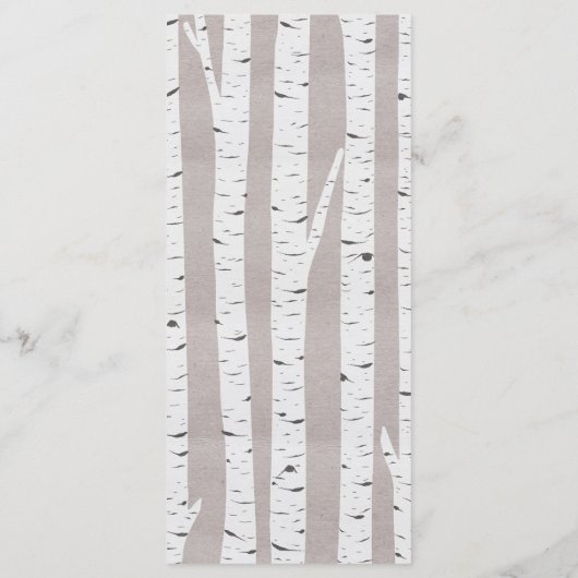 Birch Tree Rustic Nature Wedding Dinner Menü Menükarte (Rückseite)