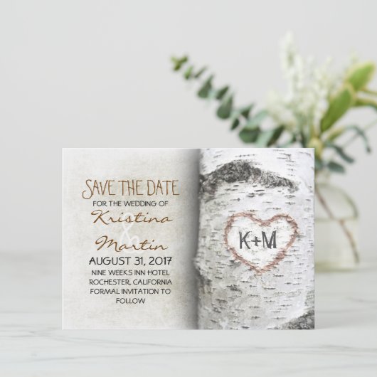 Birch Tree Rustic speichern die Datumskarten Save The Date (Stehend Vorderseite)