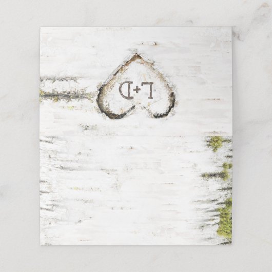 Birch Tree Rustic Wedding Platzkarte (Außenseite Aufgefaltet)