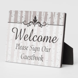 Birch Tree Rustic Wedding Welcome Gästebuchuntersc Fotoplatte