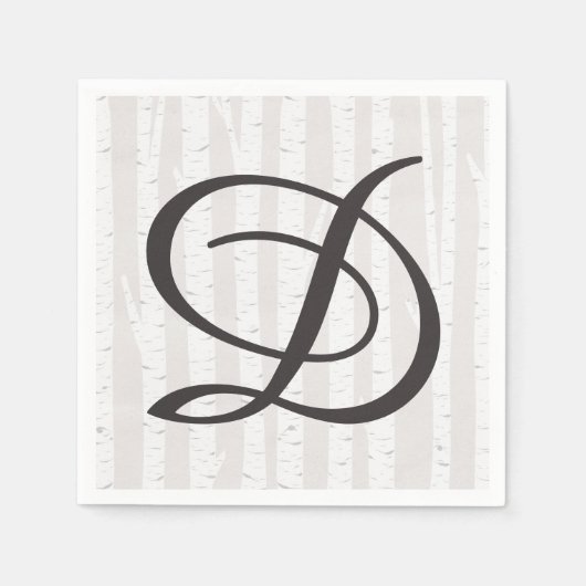 Birch Tree Rustic Wood Nature Wedding Monogram Serviette (Vorderseite)