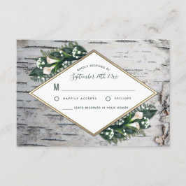 Birch Tree Rustic Woodland Wedding RSVP Karten