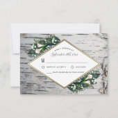 Birch Tree Rustic Woodland Wedding RSVP Karten (Vorderseite)
