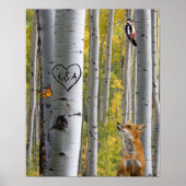 Birch Tree Rustikal Personalisiert mit Fox geschni Poster (Vorne)
